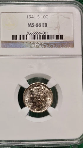 1941-S Mercury Dime 10c NGC MS66 FB 