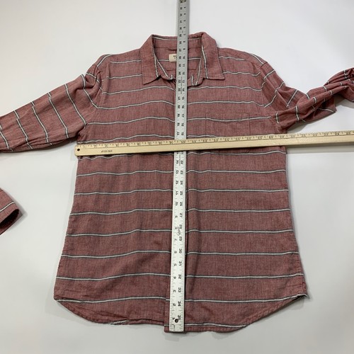 Marine Layer Shirt Mens M Medium Red White Washed Striped Cotton Chest Pocket - Picture 4 of 7