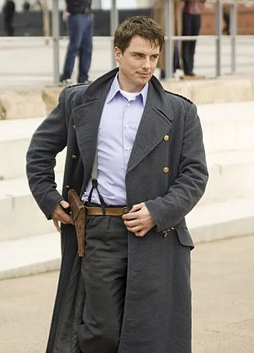 Captain Jack Harkness Grey Woolen Fabric Double Breasted Trench