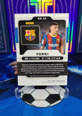2020-21 Panini Obsidian Soccer Pedri Blue Etch /30 Rookie FC