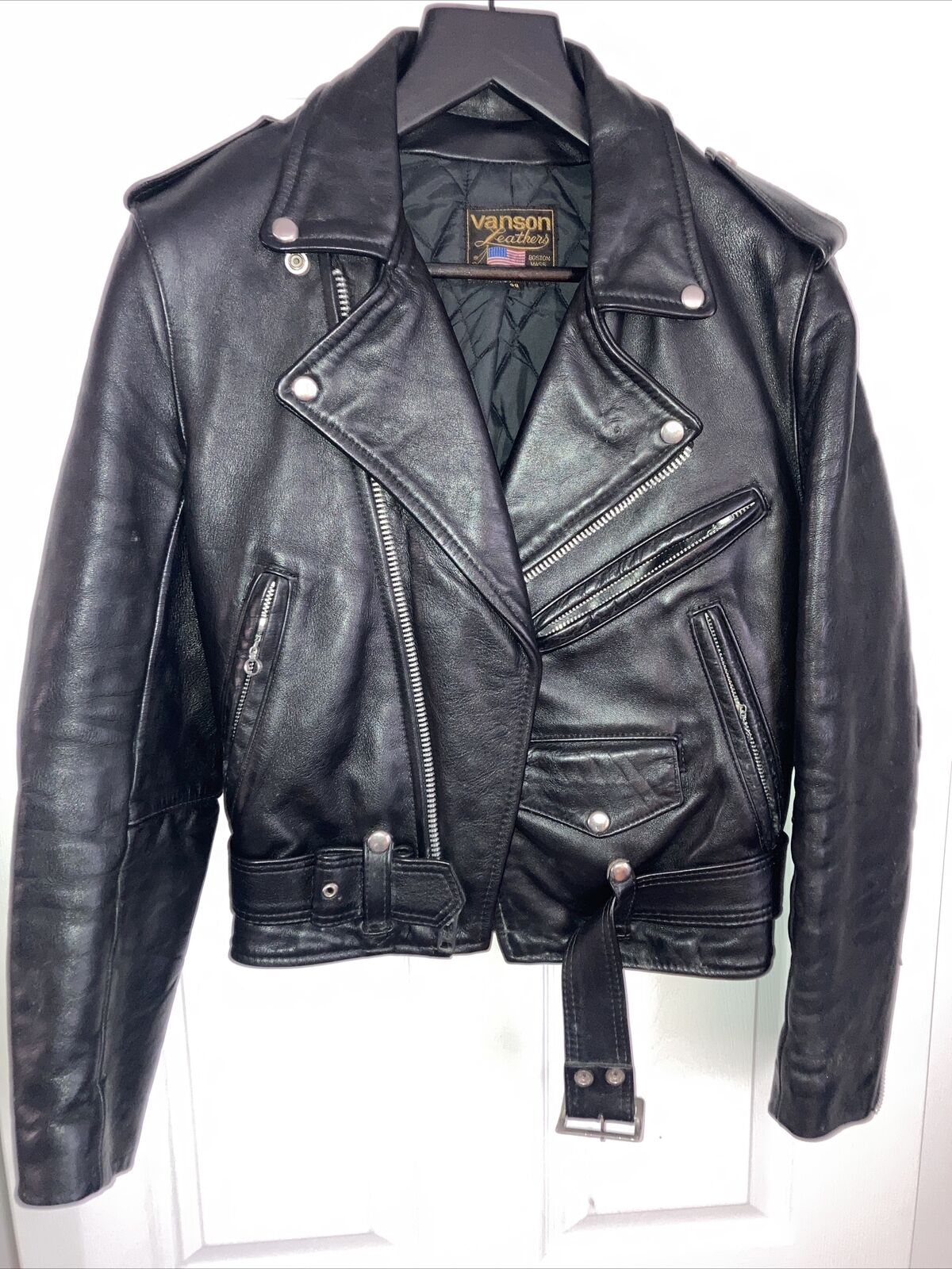 Vanson C2 Men's Leather Motorcycle Jacket Sz 38