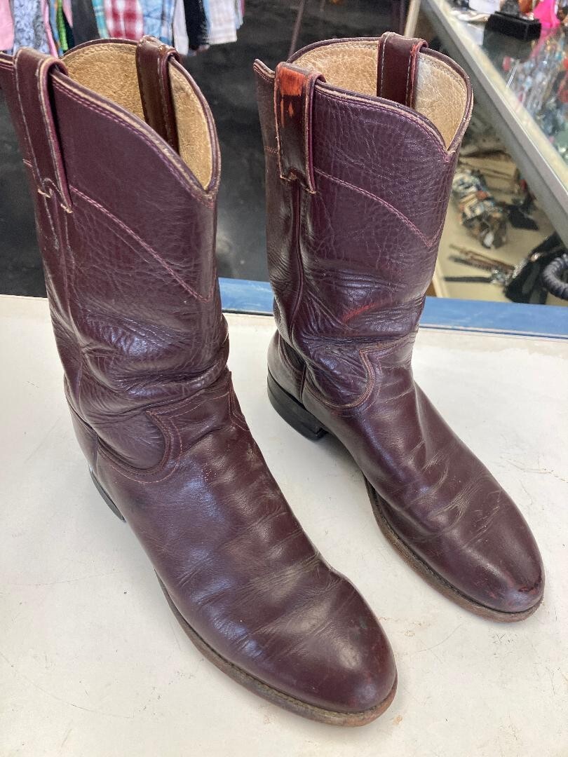 Vintage Justin L 3068 Women's Burgundy Roper Western Cowboy Boots