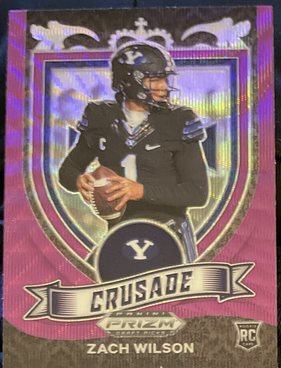 2021 Prizm Draft Picks ZACH WILSON CRUSADE PURPLE WAVE PRIZM ROOKIE Jets!