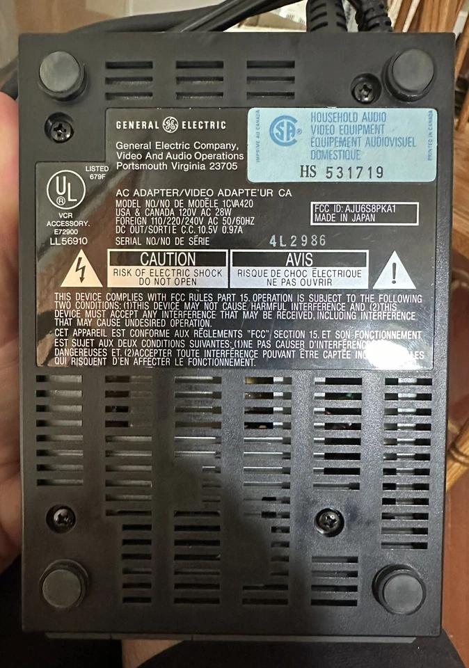 Adaptador de video CA General Electric 8 mm modelo 1CVA420 usado encendido ¡Excelente forma! Foto 4 de 4
