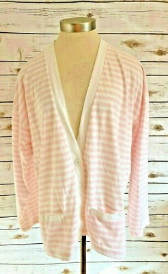 NWT CURRENTS Women Long Sleeve Button Down Striped V-Neck Cardigan Top Size M