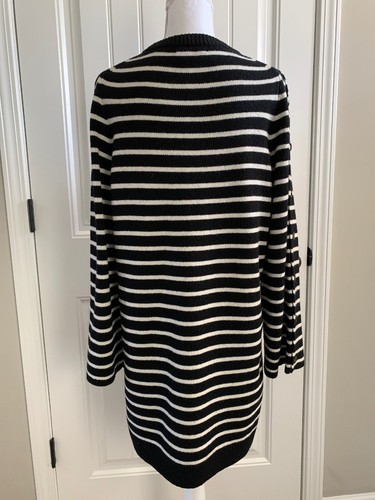 New Madewell Button Sleeve Sweater Dress True Black Sz L M1653 - Picture 2 of 9