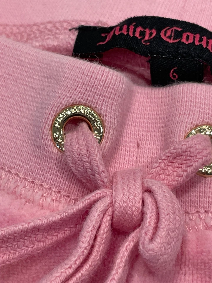 Juicy Couture Girls Velour Sweatpants Size 6 Light Pink Glitter Logo Pull On - Image 3 of 4