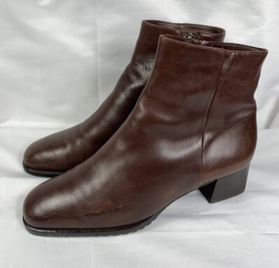 Bally Womens Brown Leather Shearling Lined Ankle Boots Size Made In Italy 
