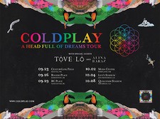 COLDPLAY "HEAD FULL OF DREAMS TOUR" 2017 WEST COAST N. AMERICAN CONCERT POSTER