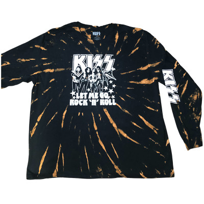 Let Me Go Rock 'N' Roll Kiss band One of a Kind Tie Dye Spiral Long Sleeve 