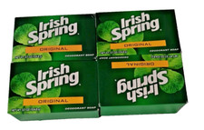 Irish Spring ORIGINAL Deodorant Soap Lot of 4 Large Bars 3.7 Oz New No Flax