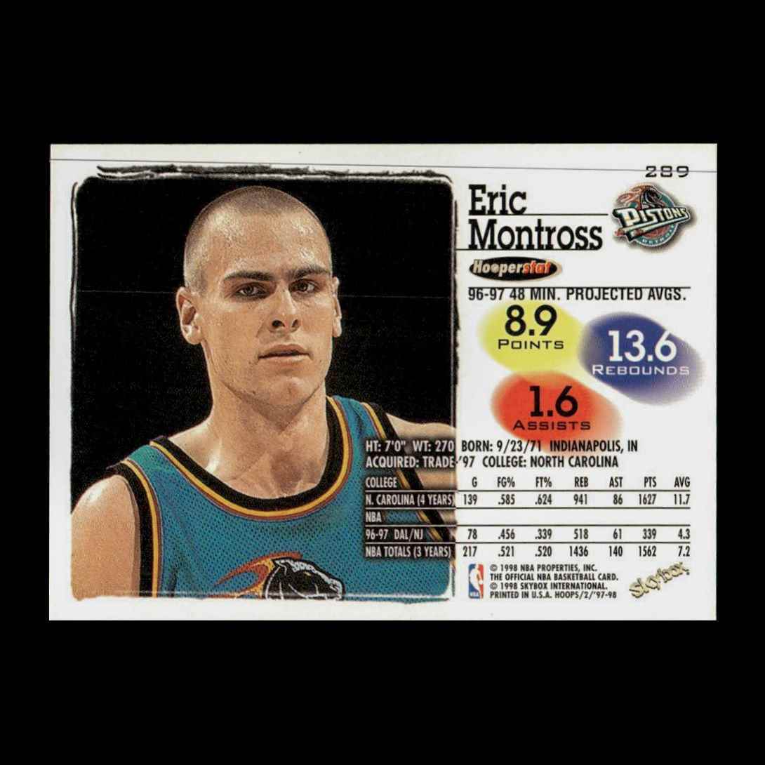 Eric Montross 1998-99 Hoops Detroit Pistons #289 R331F 8 | eBay