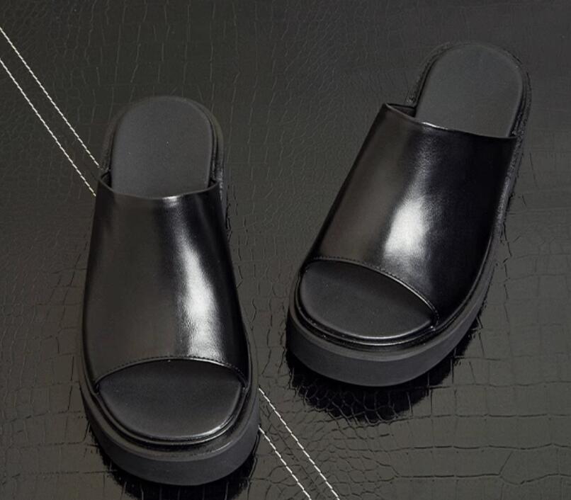 SAOLA Ciabatte uomo nuove vera pelle suola spessa traspiranti punta aperta scarpe tempo libero