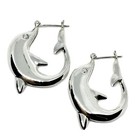 Sterling Silver Hoop Earrings Large size Dolphin Earrings Lot RT — photo 2