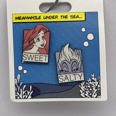 Disney Parks Pin The Little Mermaid Ariel & Ursula Sweet Salty 2 Trading Pin Set