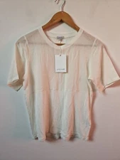 Jigsaw Silk Wool Blend Panel Ivory Relaxed Fit Blouse Top Size S