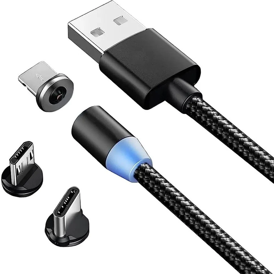 CAVO DI RICARICA CELLULARE MAGNETICO TIPO TYPE C IPHONE MICRO USB CAVETTO 3 IN 1 - Immagine 2 di 4