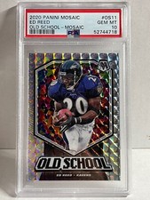 2020 PANINI MOSAIC SILVER PRIZM OLD SCHOOL ED REED RAVENS PSA 10 POP 4