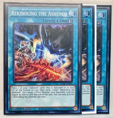 Yugioh! 3x Rekindling the Ashened LEDE-EN094 Super Rare 1st Ed NM