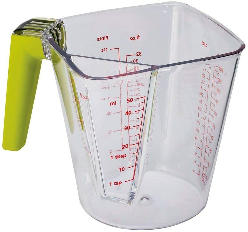 Joseph Joseph 2-in-1 Messbecher transparent / grün mit Doppelkammer 5ml - 1l