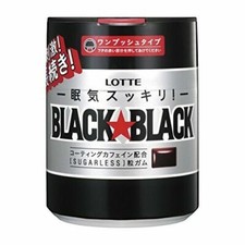 LOTTE BLACK BLACK GUM STRONG MINT SLEEPINESS CHEWING CAFFEINE