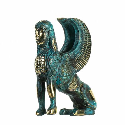 The Sphinx of Giza Pyramids Mythology Solid Bronze Figurine 4.6 Inches