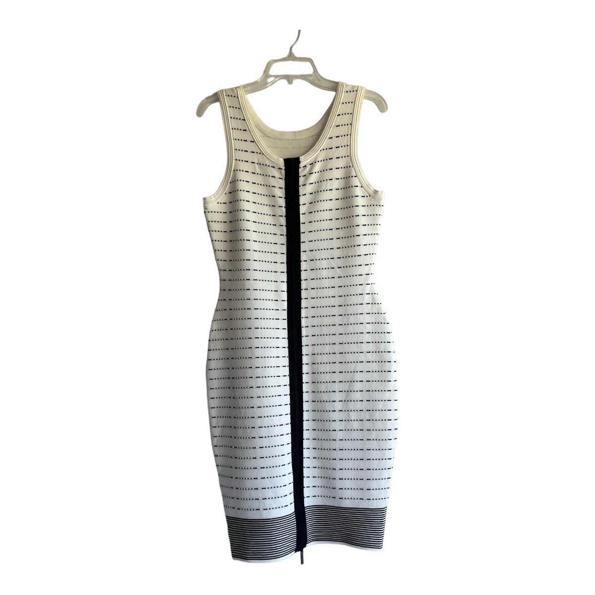 John + Jenn Womens Dress Size L Knit Striped White Black RN # 01033842
