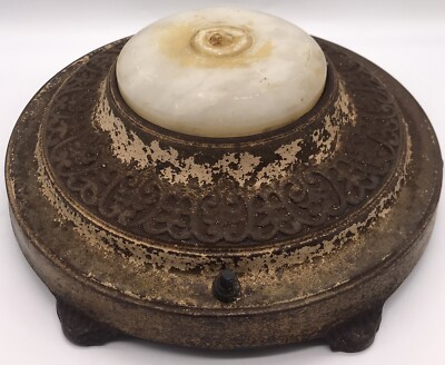VINTAGE BRASS/METAL ART DECO LAMP/LIGHT BASE WITH MARBLE.