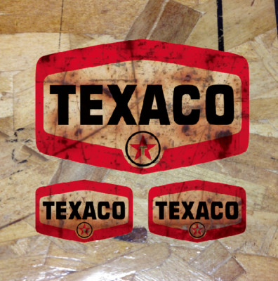 10'' Rusty Texaco Shield Gasoline Gas and Oil Sticker Decal Distressed - 3 for 1