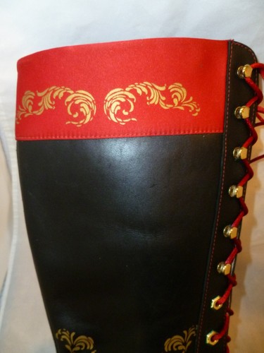 AUTHENTISCHE LIMITED EDITION! Timberland 14" schwarz Leder Gold Design rot Satin - 9,5 - Bild 17 von 19