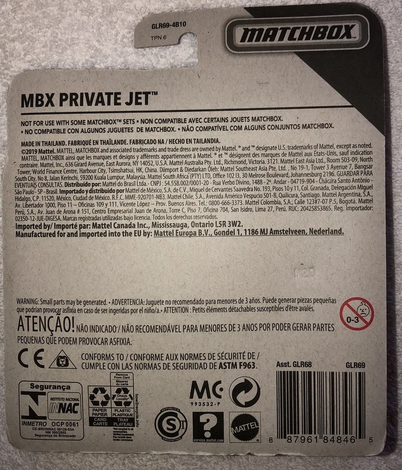 Matchbox Sky Busters MBX PRIVATE JET TURQUOISE/SILVER/YELLOW METAL PARTS 2020 - Image 3 of 3