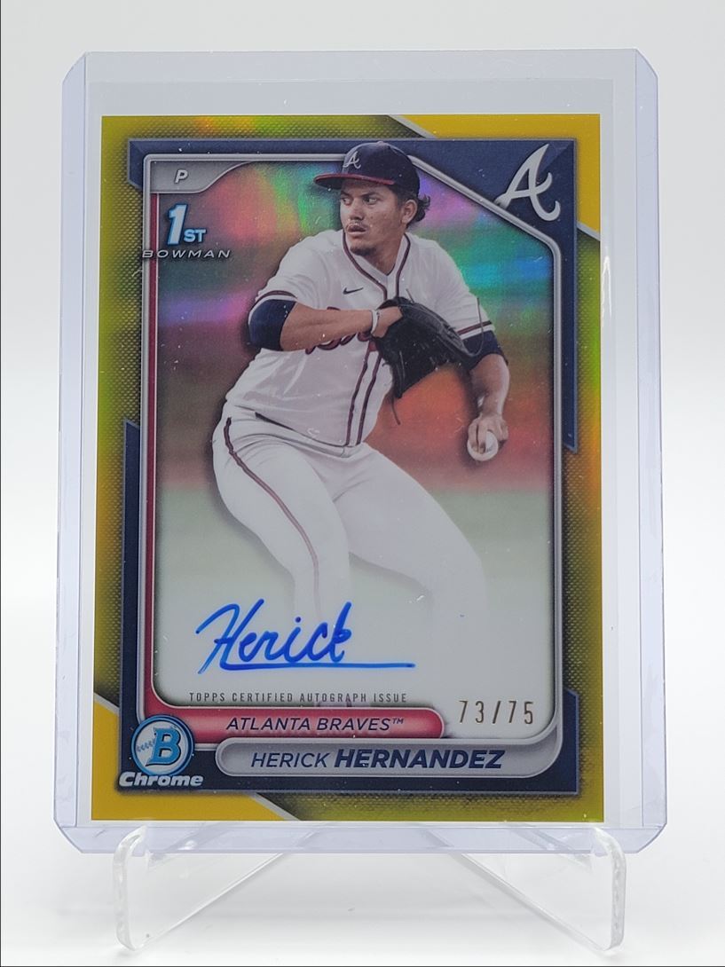 HERICK HERNANDEZ 2024 BOWMAN CHROME DRAFT 1ST YELLOW AUTO /75 Q3573