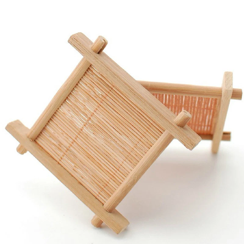 100% Bamboo Wood Trays For Tea Trays 7cm*7cm Creative Word Jing Concave Cup Mat - Image 4 of 4