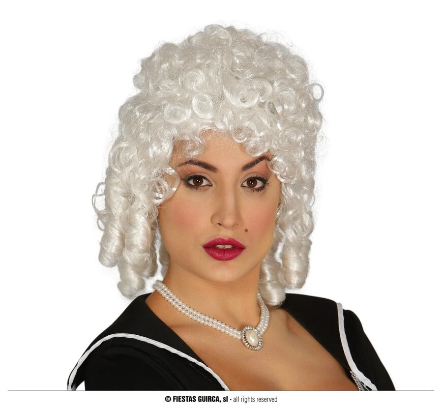 CARNEVALE HALLOWEEN PARRUCCA BIANCA EPOCA MARQUESA DAMA WHITE WIG EPOCH 4181