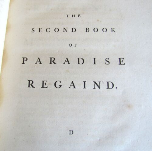 1759 JOHN MILTON 2 VOL. Paradise Lost & Paradise Regain'd Baskerville ANTIQUE - Picture 5 of 8