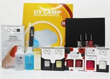 GEL MANICURE STARTER GIFT KIT: 4 CND Shellac Colors + Base Top + 36W UV Lamp +..