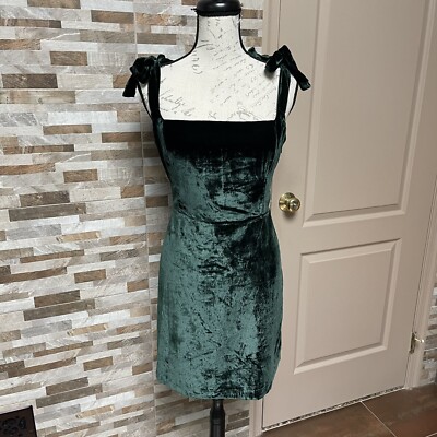House of Harlow 1960 x REVOLVE Velvet mini dress with shoulders ties Green  Sz L