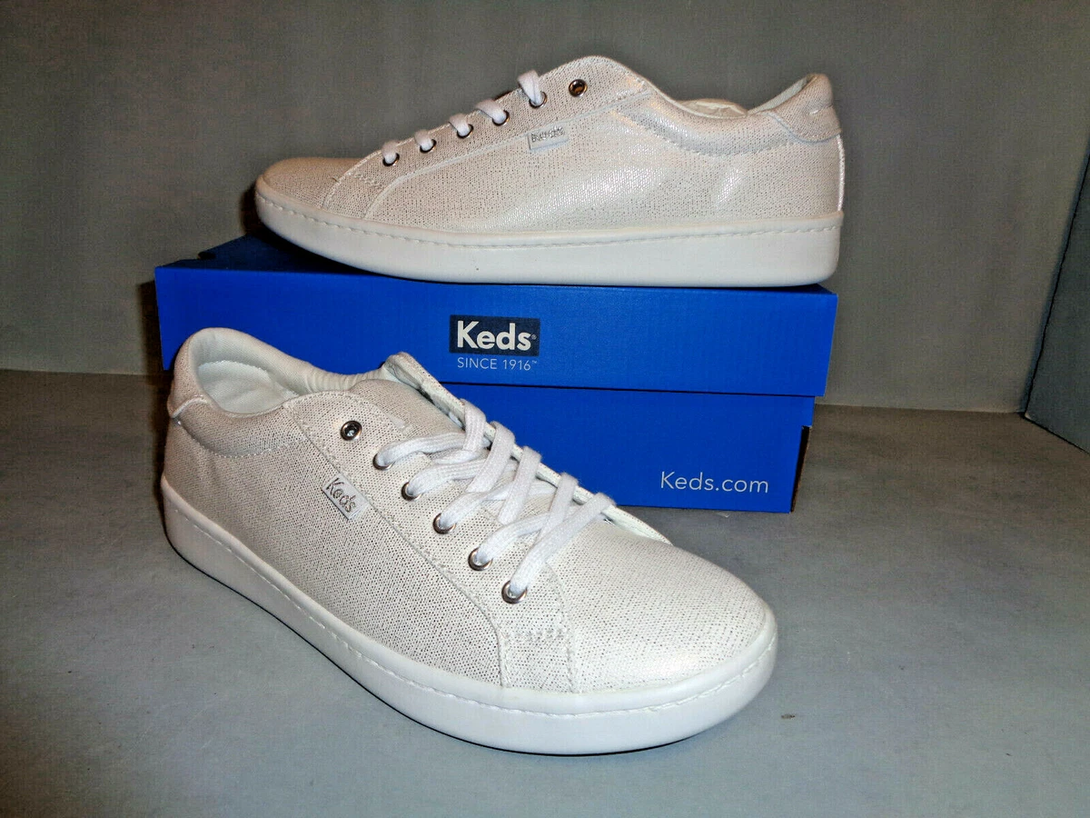 Keds Ace LTT White Silver Metallic Sneakers Women s Sizes NIB NEW