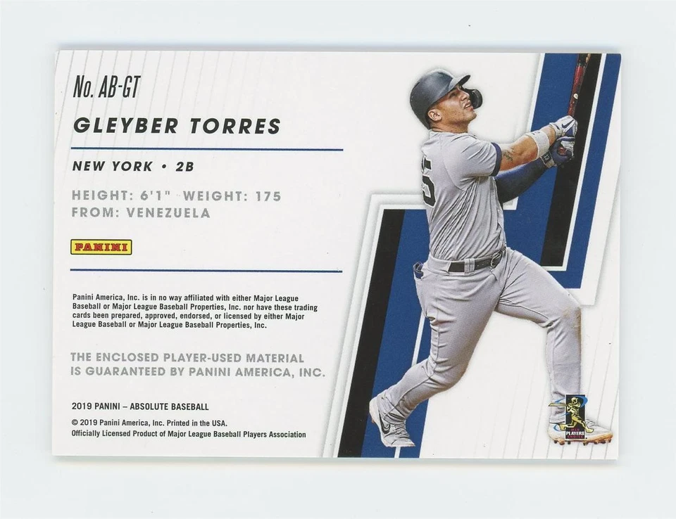 2019 Panini Absolute #AB-GT Gleyber Torres Player Used Patch /99 - Image 2 of 2