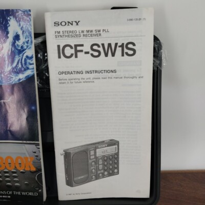 Vintage Sony ICF-SW1 Shortwave AM/FM Radio & Accessories In Case