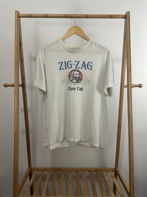 VTG Zig Zag Fine Cut Cigarette Joint Rolling Papers Burnout Worn Boxy T-Shirt L