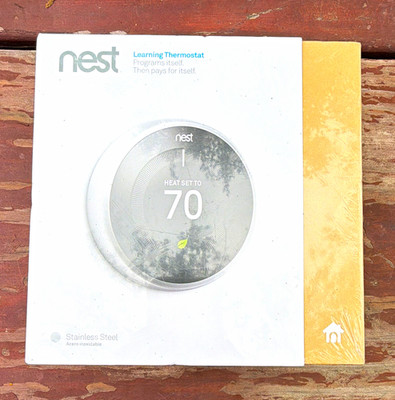 Nest Learning Thermostat T3007ES Stainless Steel Wi-Fi Programmable NEW SEALED