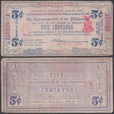 Philippines - WWII - Negros Occidental, 5 Centavos, 1942, VF++, P-S640