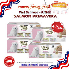 4 Pack Purina Fancy Feast Kitten Salmon Primavera Wet Cat Food 12 x 3 oz Cans