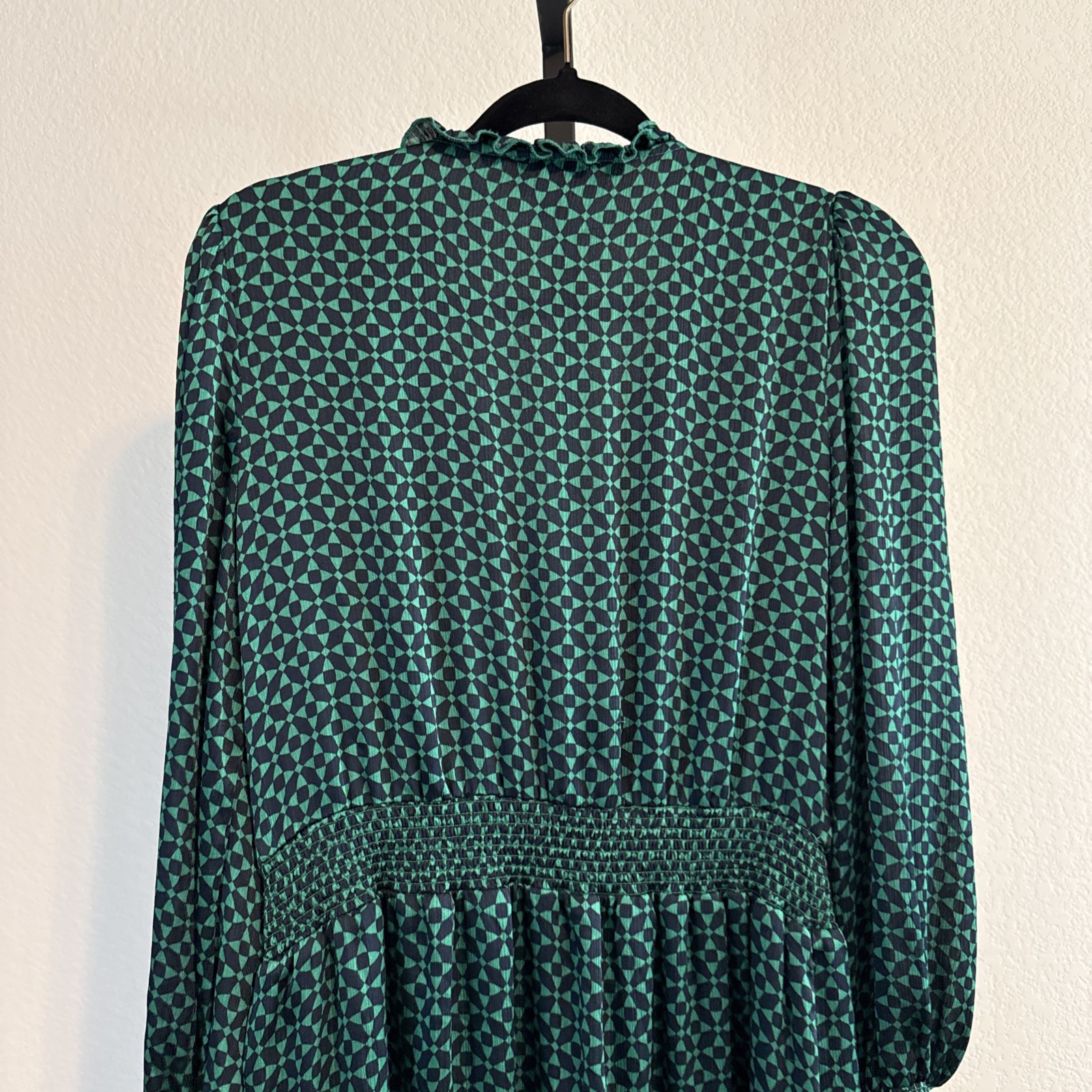 Cece Green Geometric Printed Dress w/ Tie @ Neck … - image 10