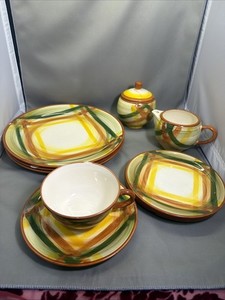 5lb+ Broken China Mosaics Vernonware Homespun Plaid Ceramic Tiles Craft Supplies