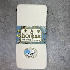 Vintage Bonjour Trouser Sock Cream Cotton Nylon Lycra Size 9-11 NEW