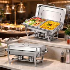 Stainless Steel Chafing Dish with Lid & Fuel Stand, for Restaurant Catering