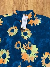 Quicksilver Shirt Mens Large Regular Fit Blue Floral Aloha Hawaiian Hippie