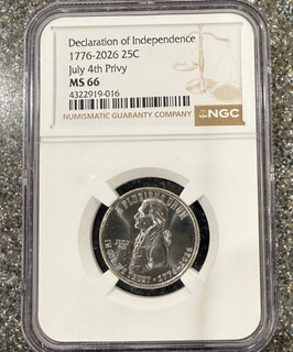 RARE 2026 Declaration of Independence July 4 th Privy Quarter NGC 66 FAST SHIP